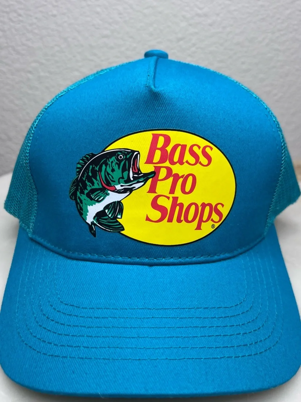 Bass Pro Shops Blue Trucker Hat with Yellow Logo